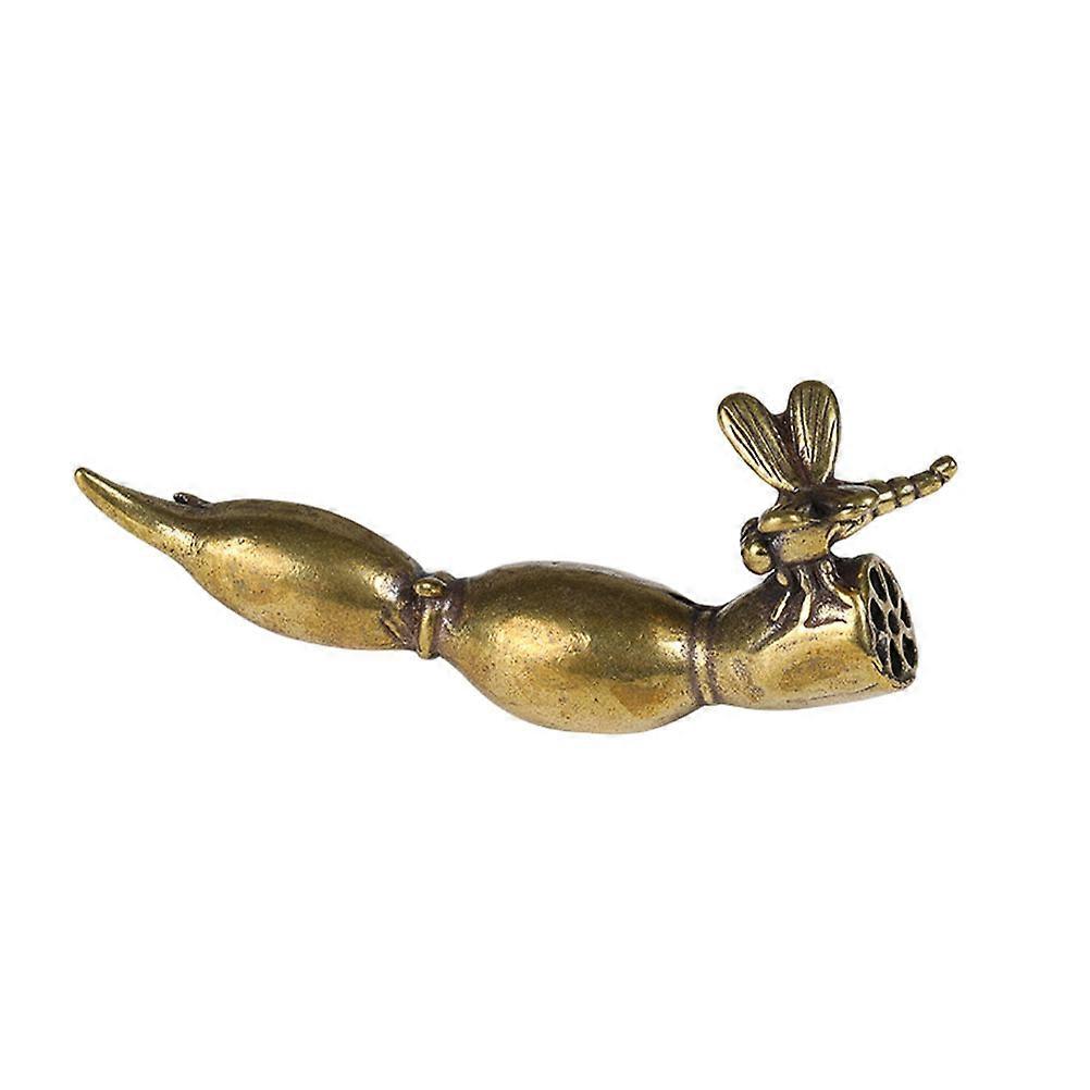 Brass Lotus Root Decor Vintage Dragonfly Design Brass Craft For Office Desk Golden 8x3x1.5cm 1Pc