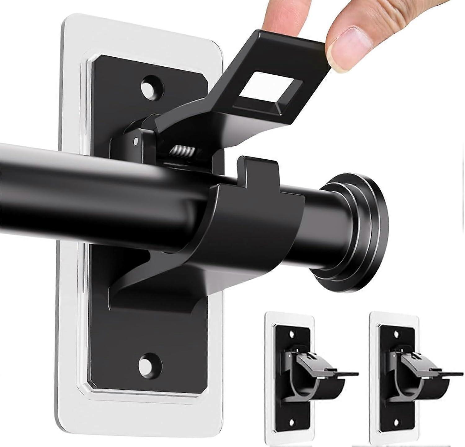 2pcs Curtain Rod Brackets, Self Adhesive Curtain Rod Brackets