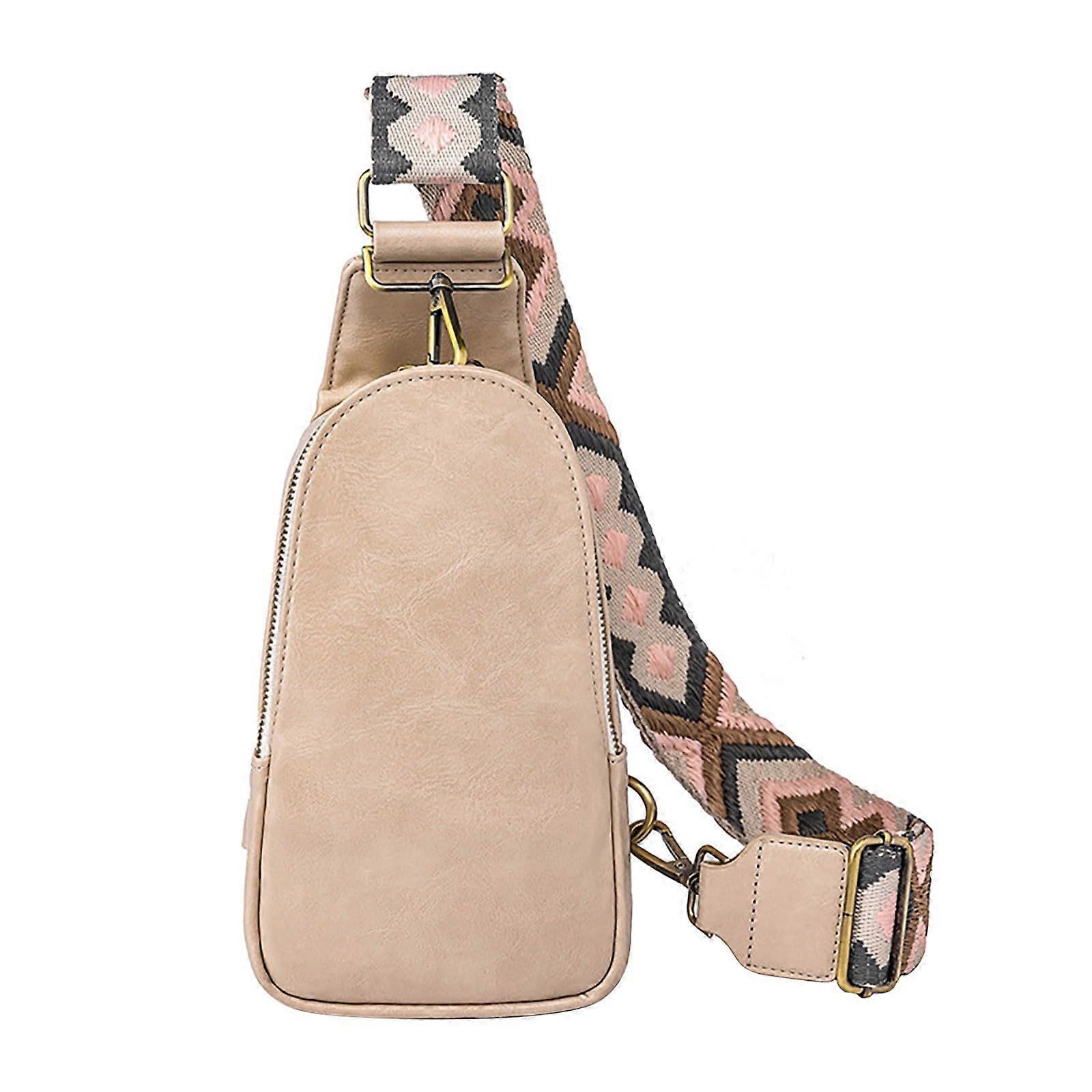 Women's PU Ethnic Woven Strap Crossbody Bag, Versatile Solid Color Huddle Bag, White, One Size