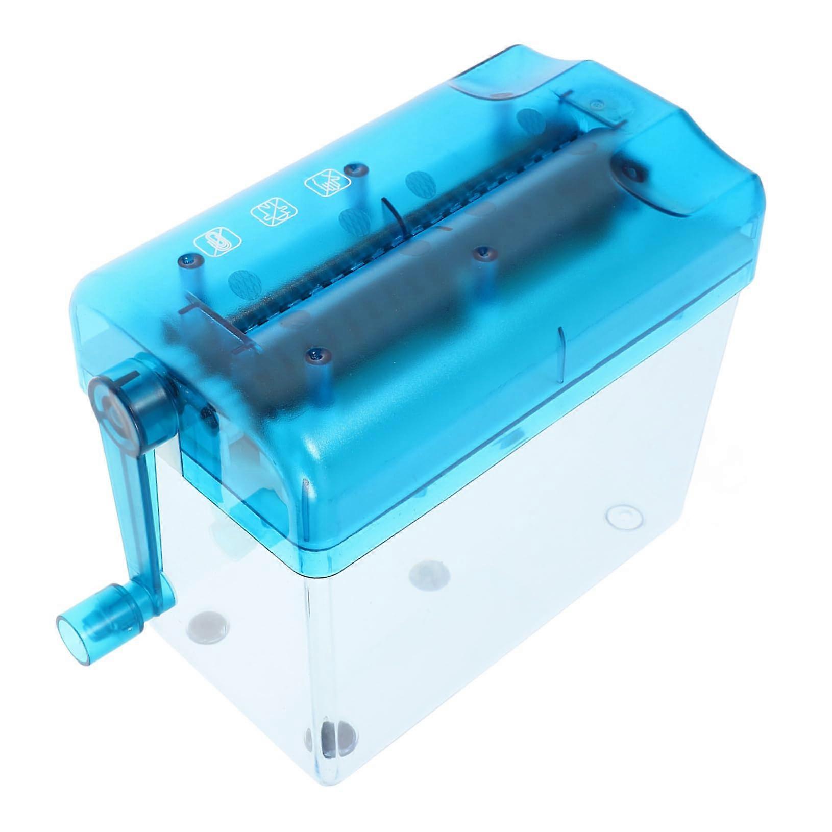 Manual Paper Shredder for School and Home, Compact Blue Paper Shredder 21.5x14.7x10 CM for Small Documents