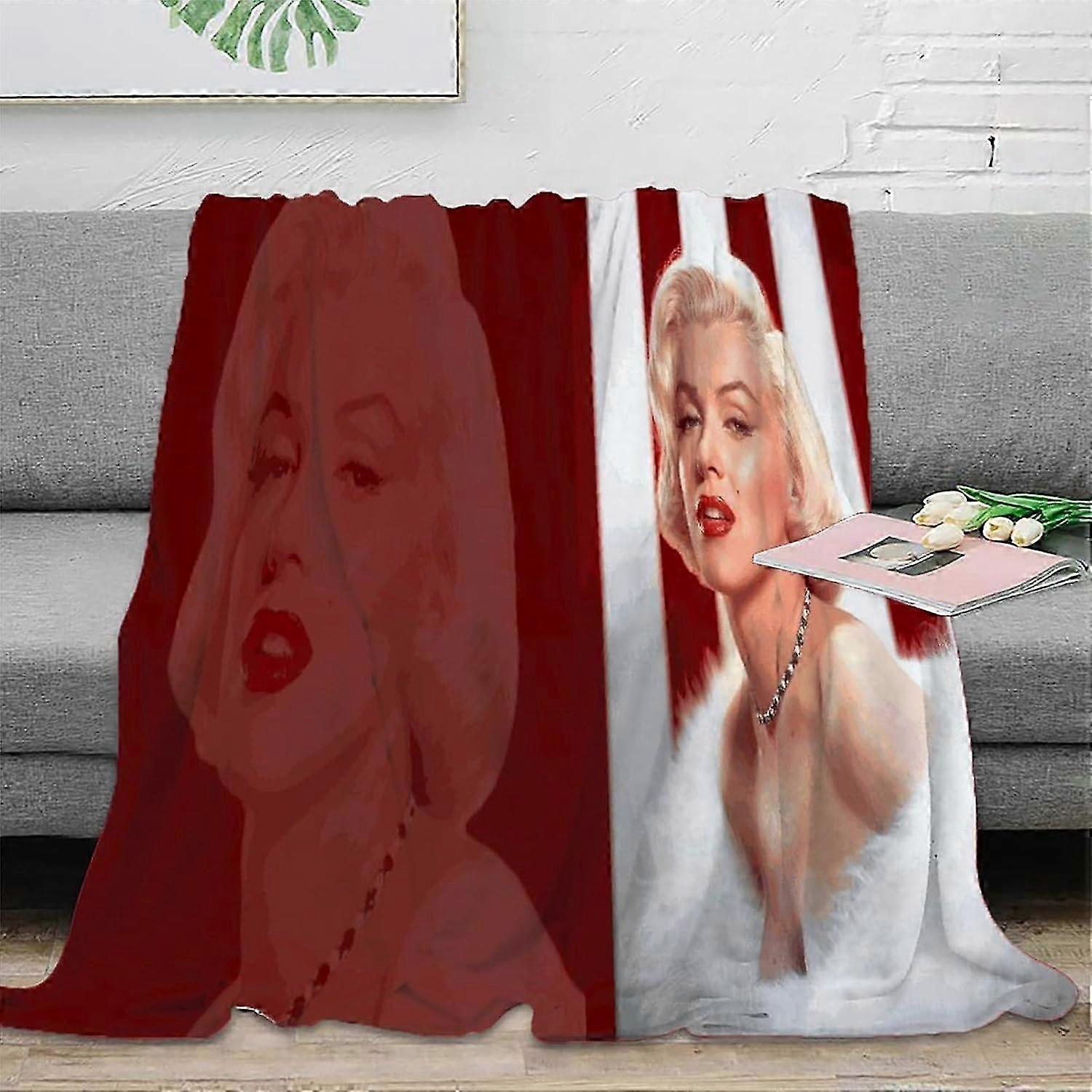 2025 Fleece Blanket Sofa Throw, 3D Marilyn Monroe Print Fluffy Soft Throws Versatile TV Flannel Blankets Warm Poncho Shawl Blankets Cloak Cape for Bed