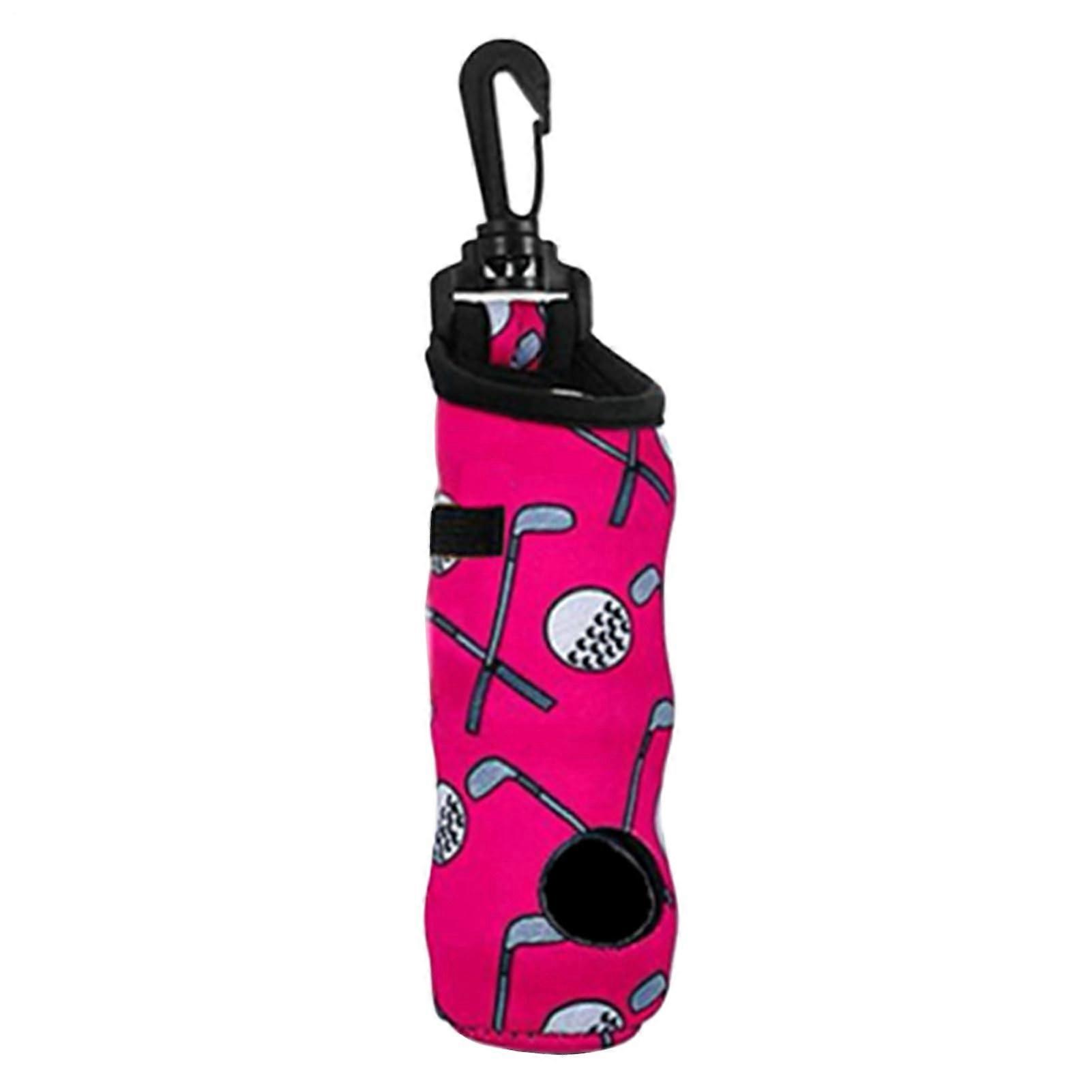 Golf Ball Bag with Belt Clip  Waterproof, 3Tee Holder, Pink