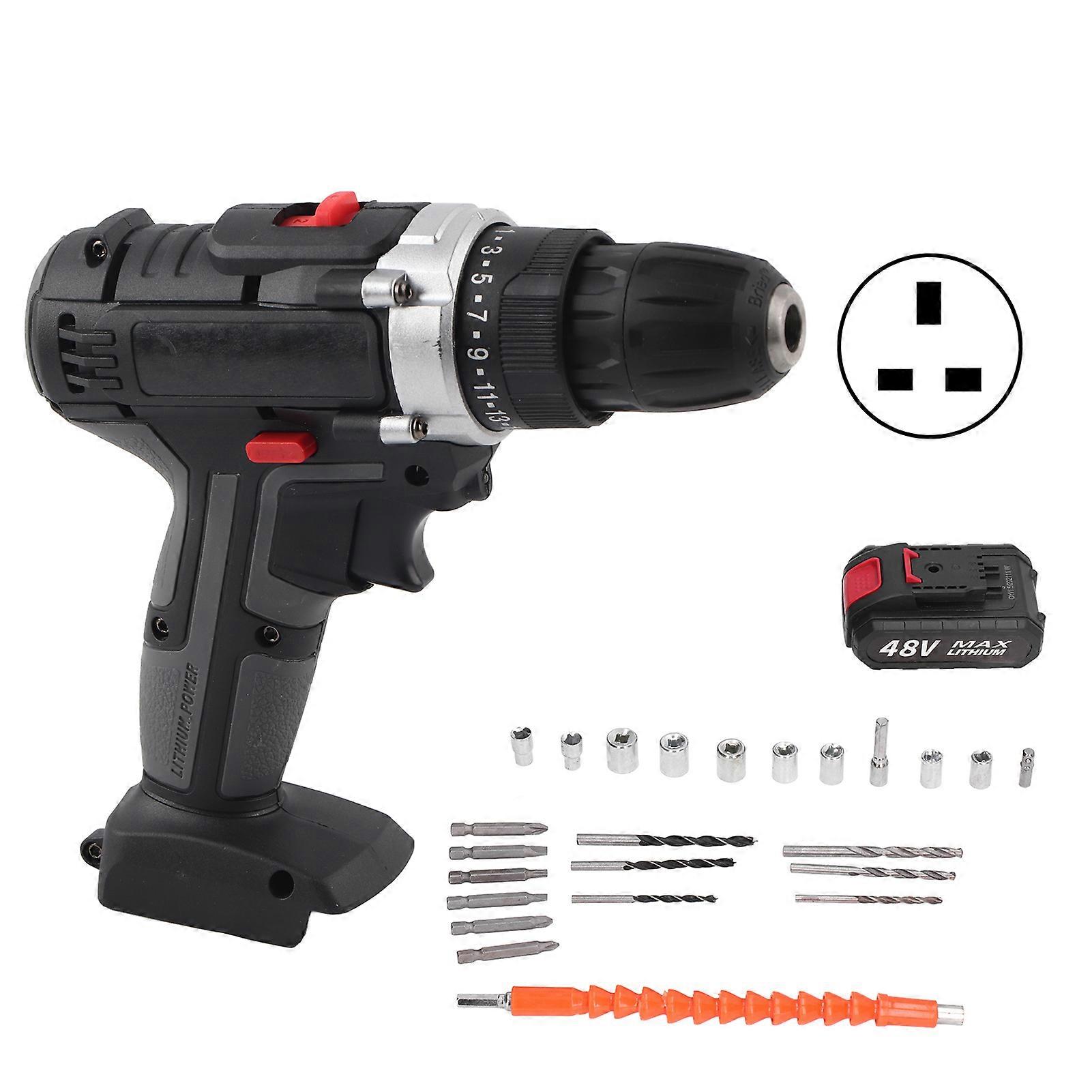 Cordless Drill Set Brushless Driver Kit Household Electric Screwdriver 48V AC 100‑240V