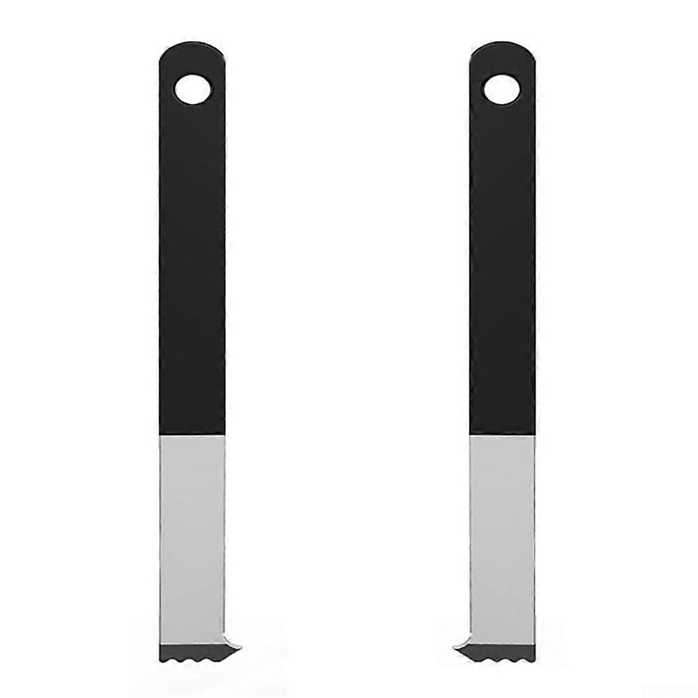 Joint scraper teeth on a 2part paver tile removal tool set to improve efficiency in brick removal tasks.'