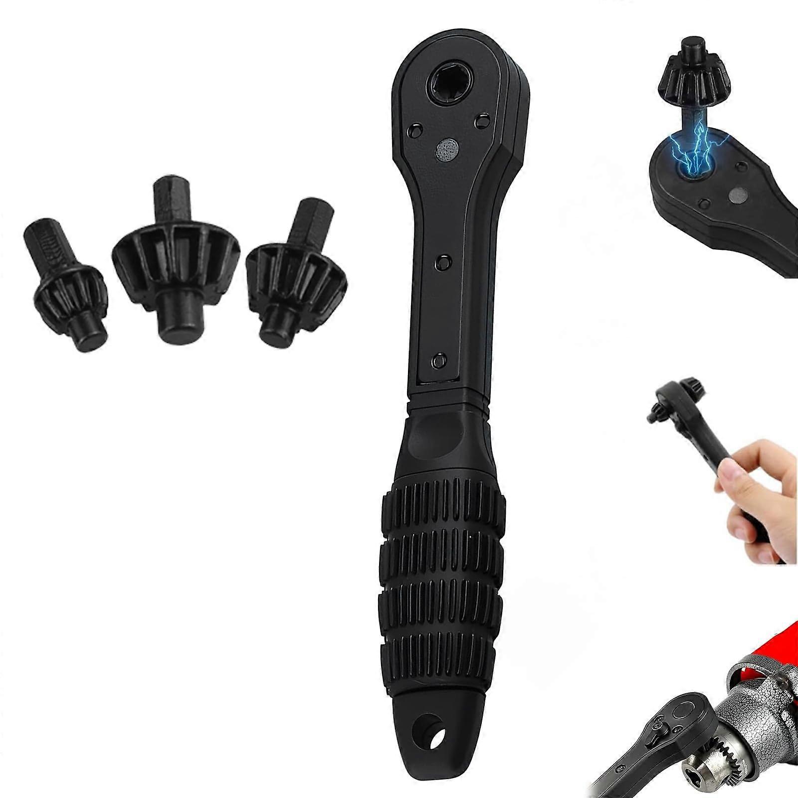 2-in-1 Ratchet Drill Chuck Key Wrench Universal Replacement Tool for Electric Drills, 4PCS Iron Wrenches, Compatible with Most Power Tools