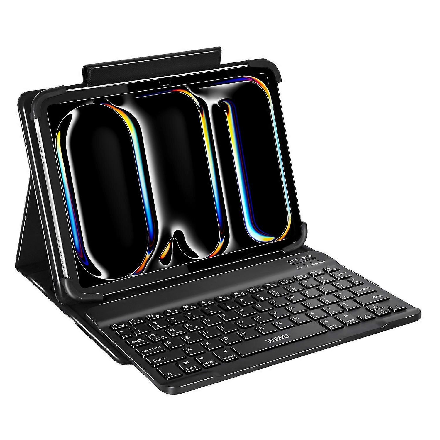 WIWU W-UK001BLK9 Bluetooth-compatible Keyboard Case for iPad 7-11 inch Universal Leather Case Stand