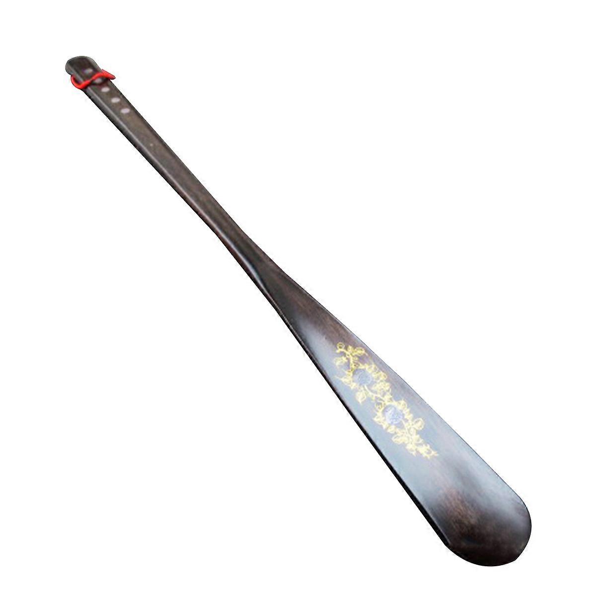 Wooden Shoe Horn with Lengthened Handle for Comfortable Lifting 1 Set Shoehorn for Women Men and Seniors Random Pattern Grain