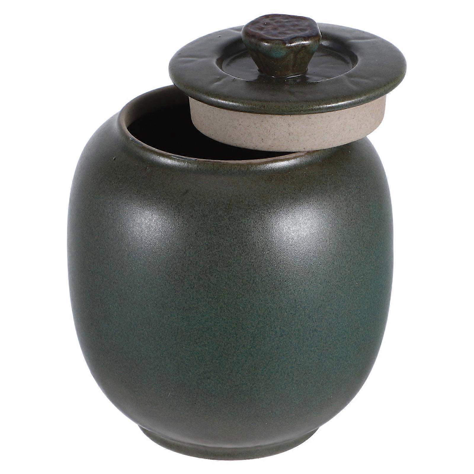 Elegant Japanese Style Ceramic Jar for Tea, Sugar, and Grain Storage – Sealed Design Desktop Canister for Home, Office, and Hotel Decor