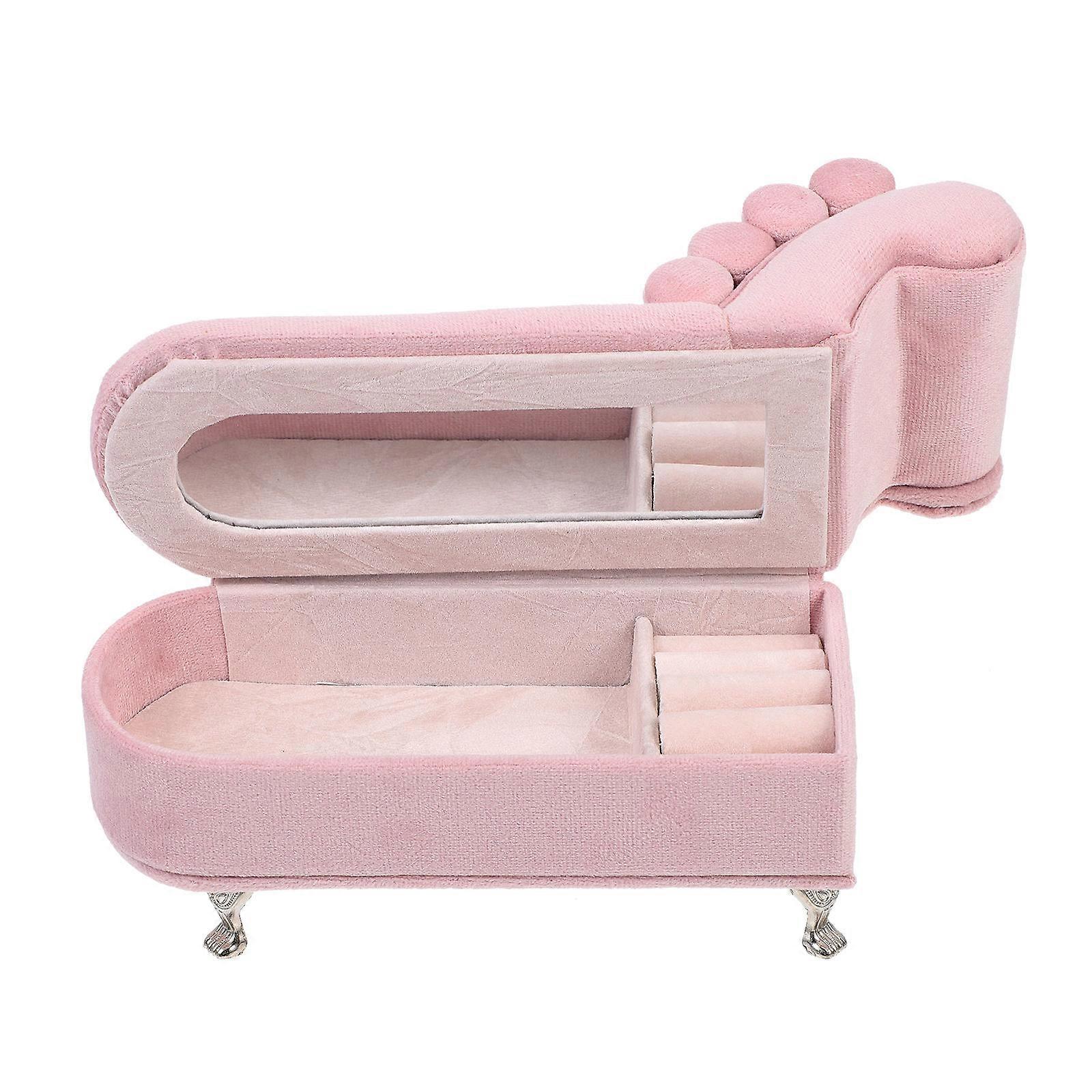 Cute Mini Sofa Dollhouse Furniture with Pink Jewelry Box – Decorative Storage Accessory for Mini Houses & Photo Props