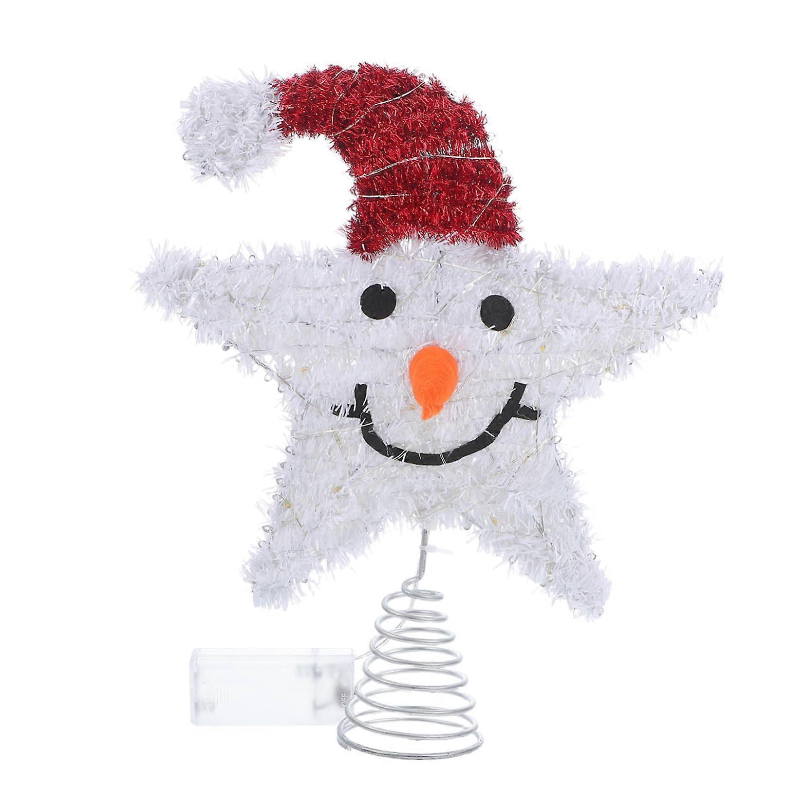 Snowman star tree topper: Illuminated, sparkling metal decoration for holidays