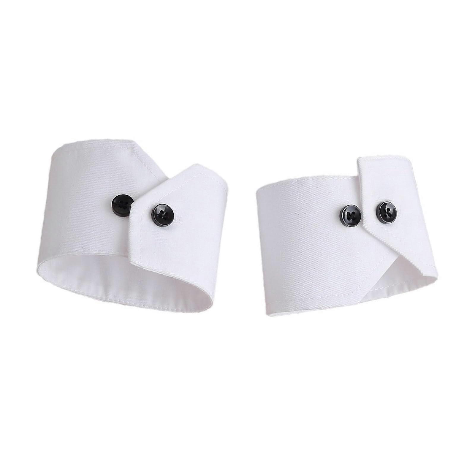 Ladies' detachable wrist cuffs, simple cuffs, winter, autumn, shirts, sweaters, sweatshirts, elegant, black buttons, white polyester