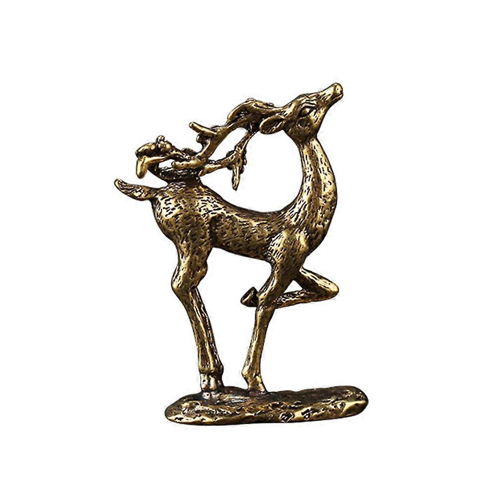 Animal Ornament Deer Figurine Ornament Delicate Cafe Decor 6.2*4.6cm Brass 1PC