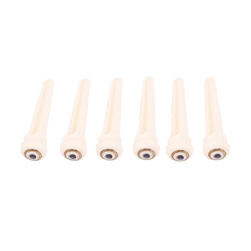 6pcs Bone Guitar Bridge with Brass Circle and Green Shell Dot String Nails Pin(GL93,Ivory)