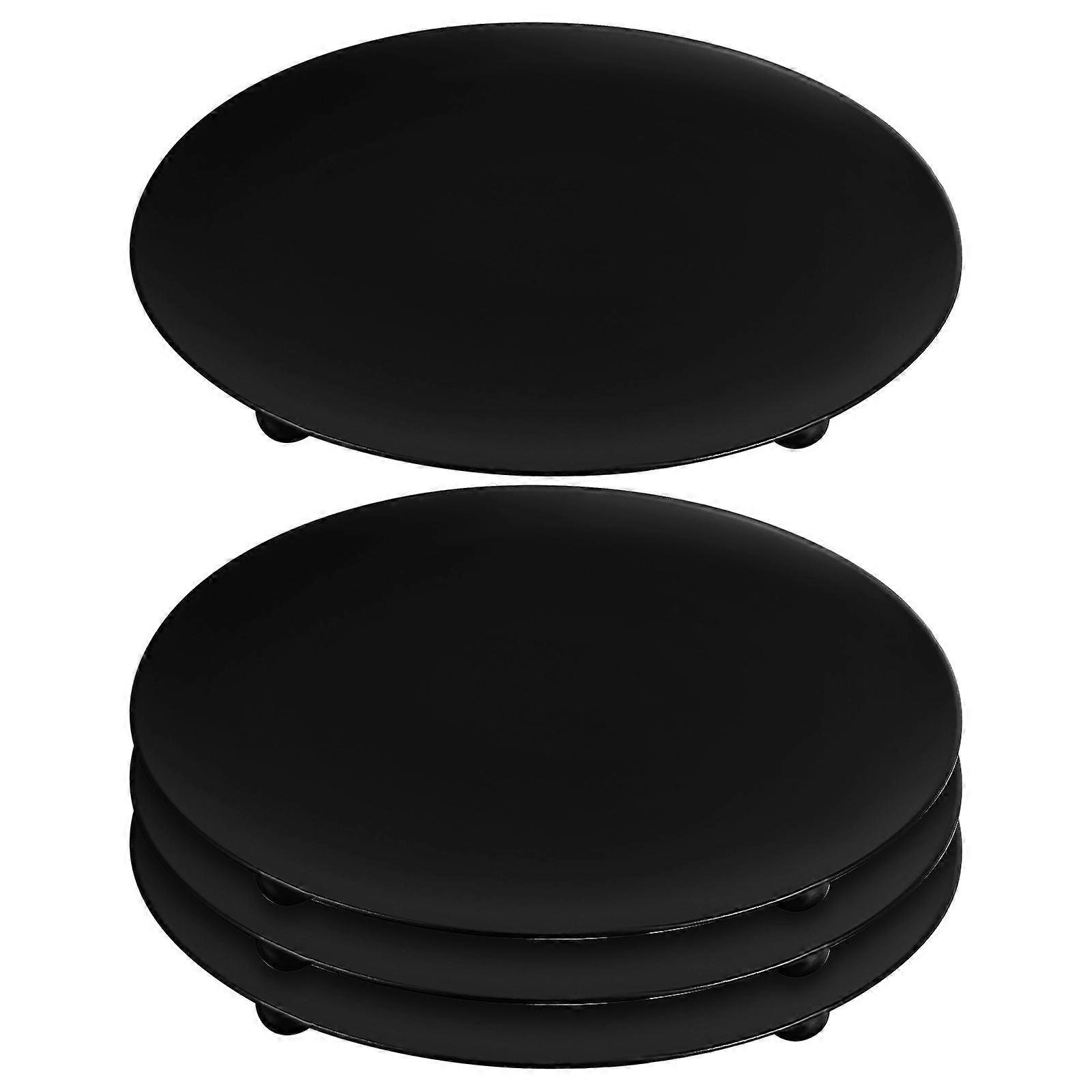 Dining Table Decoration Items Candlestick Dish Iron Round Disc Shaped Minimalist Design 4Pcs