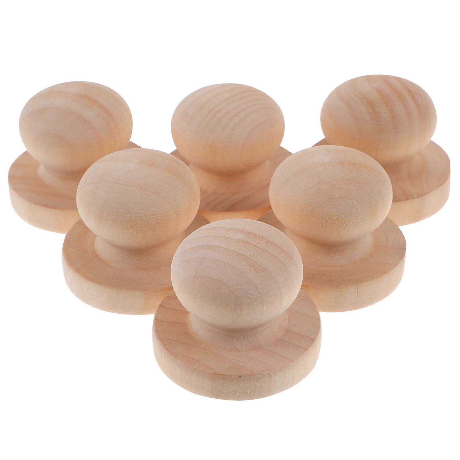 Replacement Stamp Handle Wood Stamp Handles Study Smooth Handling Diy Capable 6Pcs