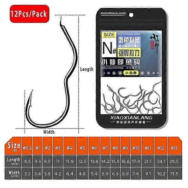Ny oppfinnelse High Carbon Steel Fiskekrok Sharp Barbed Automatisk Flip 12Pcs / Pack fiskekrok for karpe fiske tilbehør