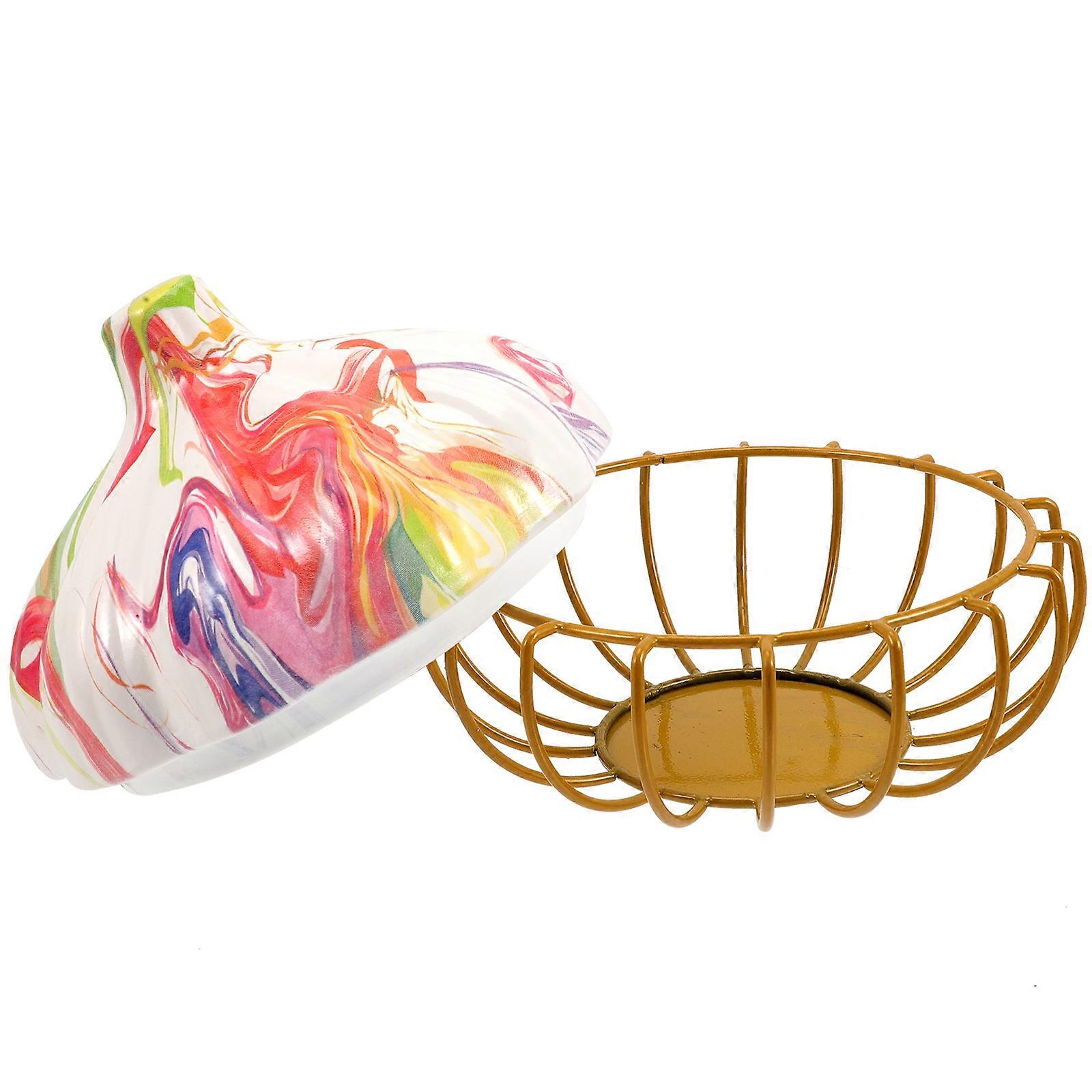 Garlic Basket Fruit Storage Basket with Ceramic Lid for Kitchen Use