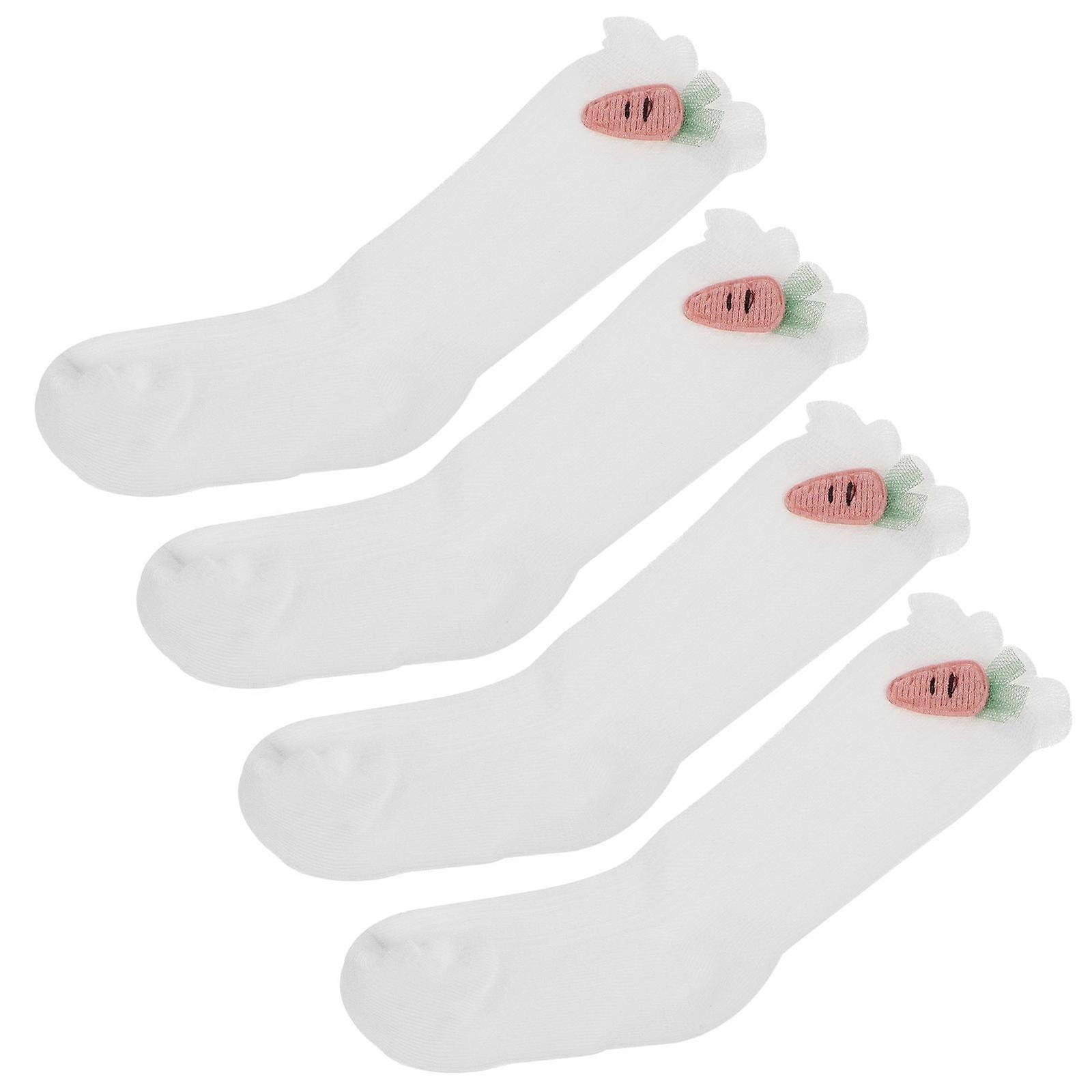 جوارب أطفال 2 أزواج من القطن الشبكية جوارب مسامي منتصف الساق مريح ملابس يومية أبيض