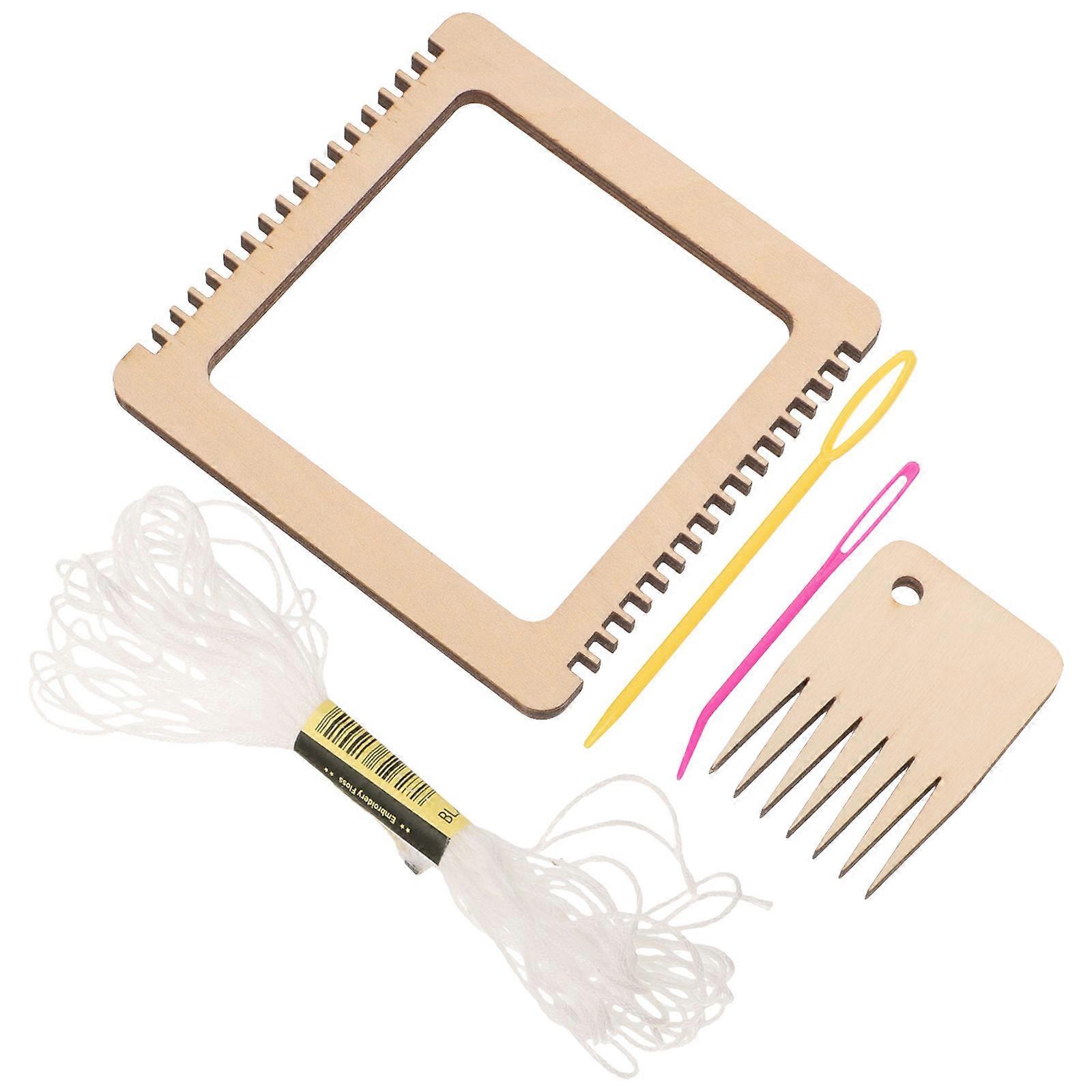 Durable Khaki Mini Wood Weaving Kit for Knitting Lightweight Portable Craft Tools Set
