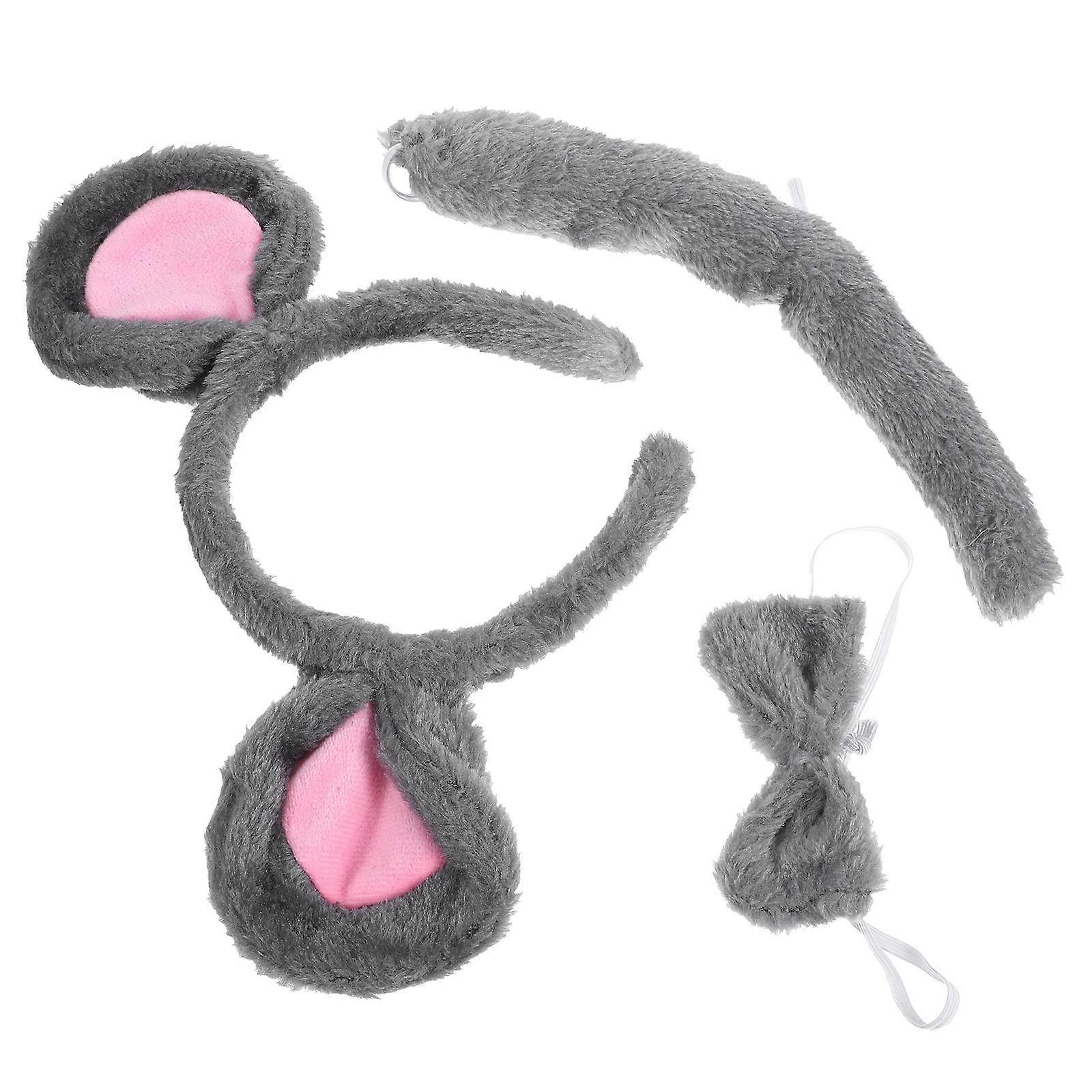 Here's a polished and engaging product description based on the title you provided:
**Mouse Cosplay Headband Set – Bow Tie & Tail – Fluffy Grey