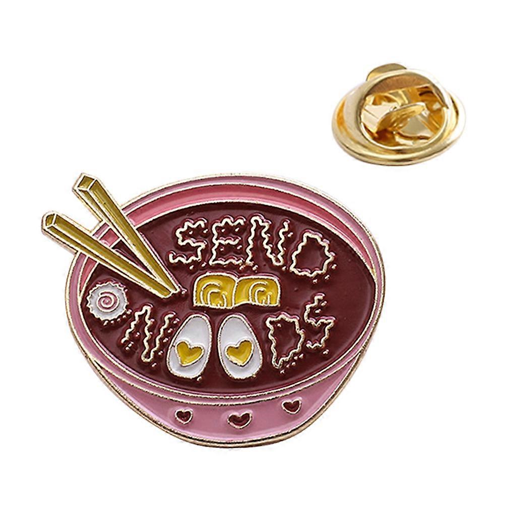 Cartoon Ramen Pin Enamel Brooch for Decoration Great Gift Red Alloy 1Pc