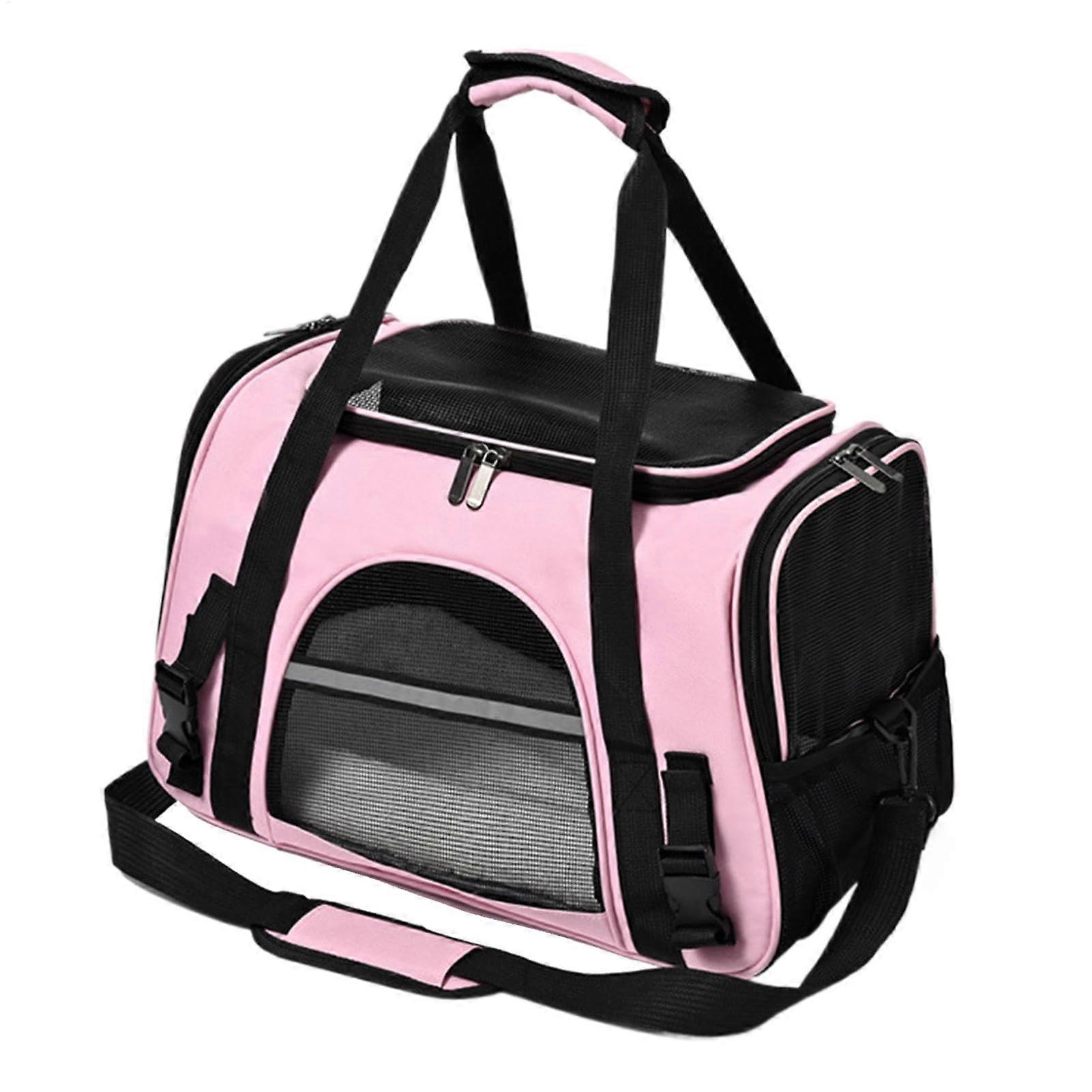 Foldable Cat Carrier with Soft Transparent Face, Portable and Lightweight for Small Dogs in Pink