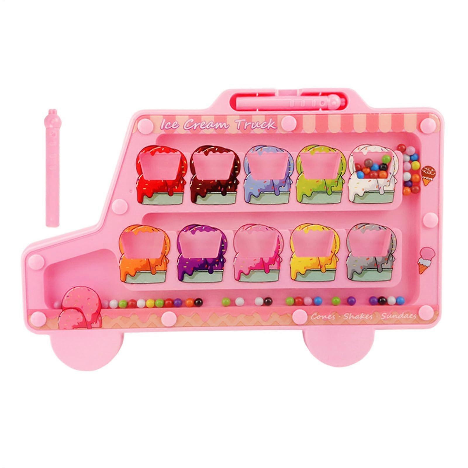 Magnetic Labyrinth Puzzle with Color Sorting and Magnetic Stones Educational Toy for Kids 2-6 Years Ice Cream Theme Math and Counting Skills