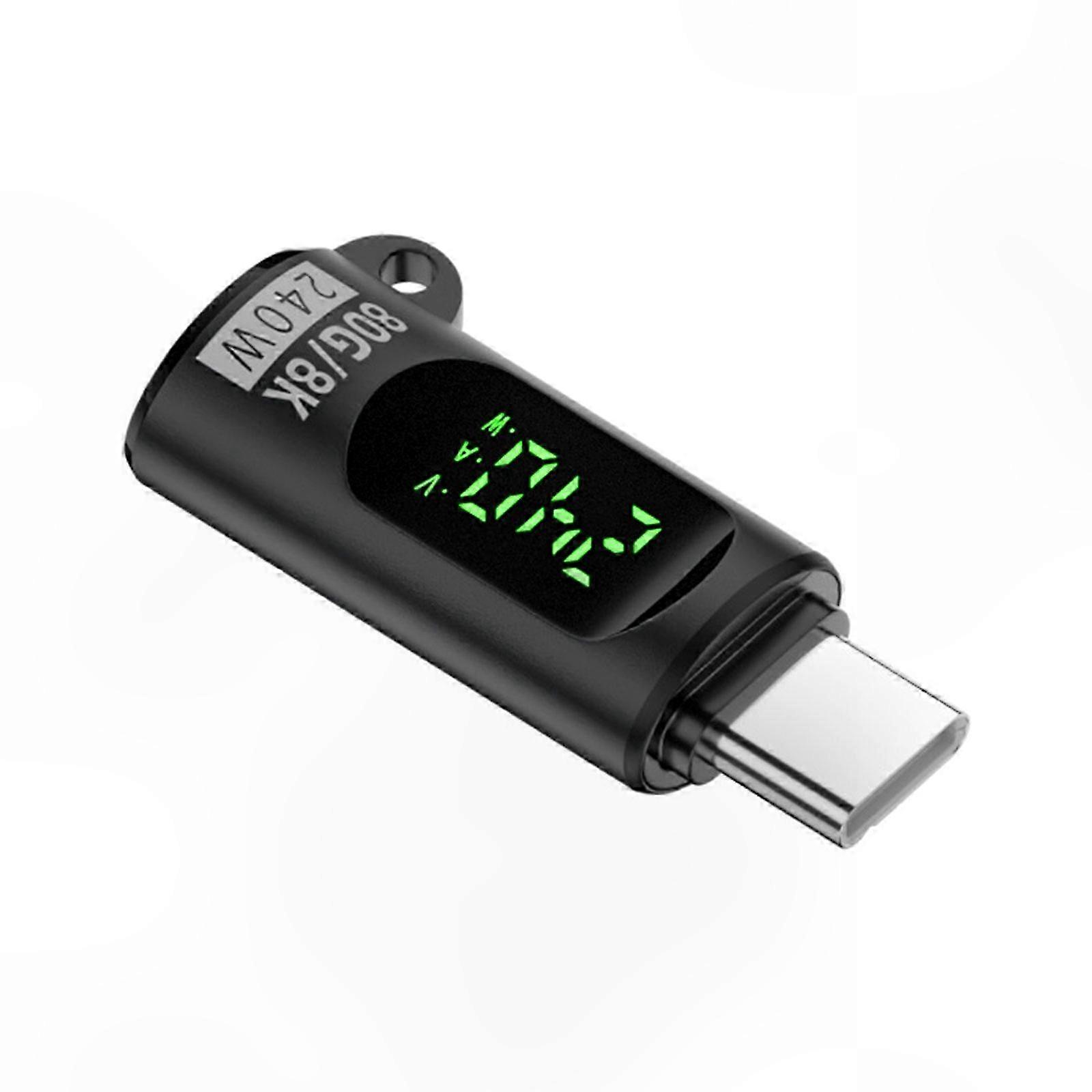 USB C Extension Adapter USB C Adapter with 80Gbps Data Transfer and Real Time Power Display Digital Display Charger White