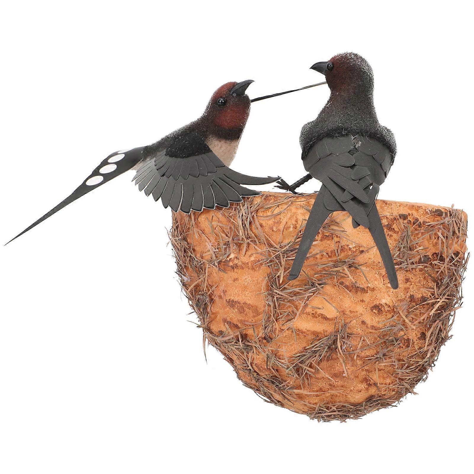 Simüle Kuş Yuvası Süsleri 1 Set Hassas İşçilik ile Ev Duvar Dekorasyonu İçin Çeşitli Renk Dış Mekan Dekoru