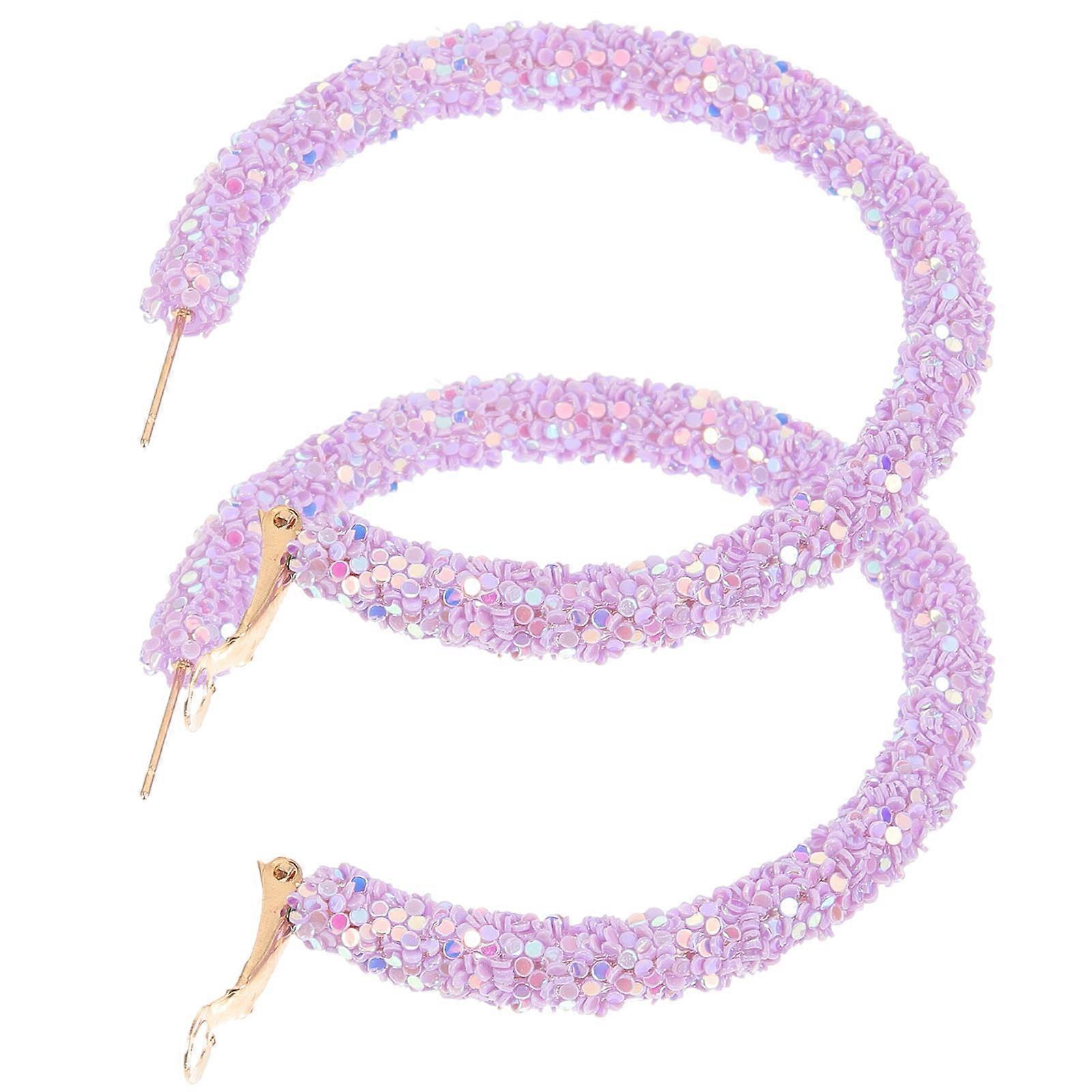 Women Round Hoops Earrings Crafted From Alloy Designed For Parties And Anniversaries Featuring A Violet Color 1 Pair