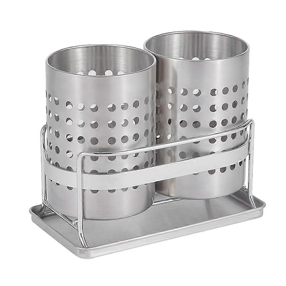 Desktop Cutlery Rack Silver For Families 20.2x16.3x10.5cm With Air Drying Features 1 Set
