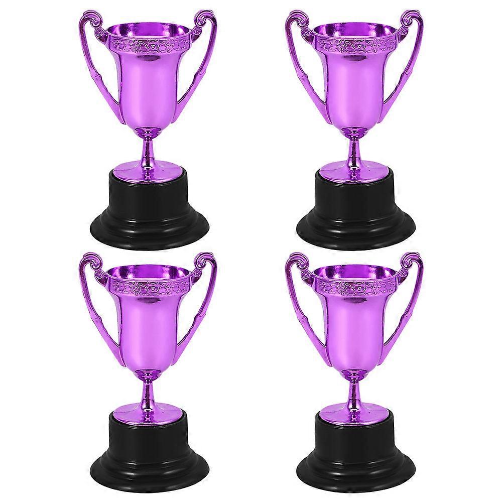 Mini Trophies Plastic Trophy Decor for Party Purple 4Pcs Durable