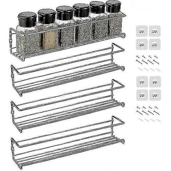 4-pack Wall Mounted Spice Rack, Hanging Single Layer Shelf