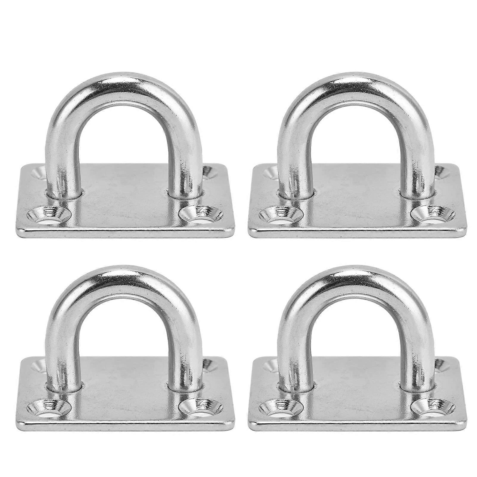 Stainless Steel Wall and Ceiling Mounting Hooks with Eye Plate, Set of 4, Durable, Versatile, Heavy-Duty