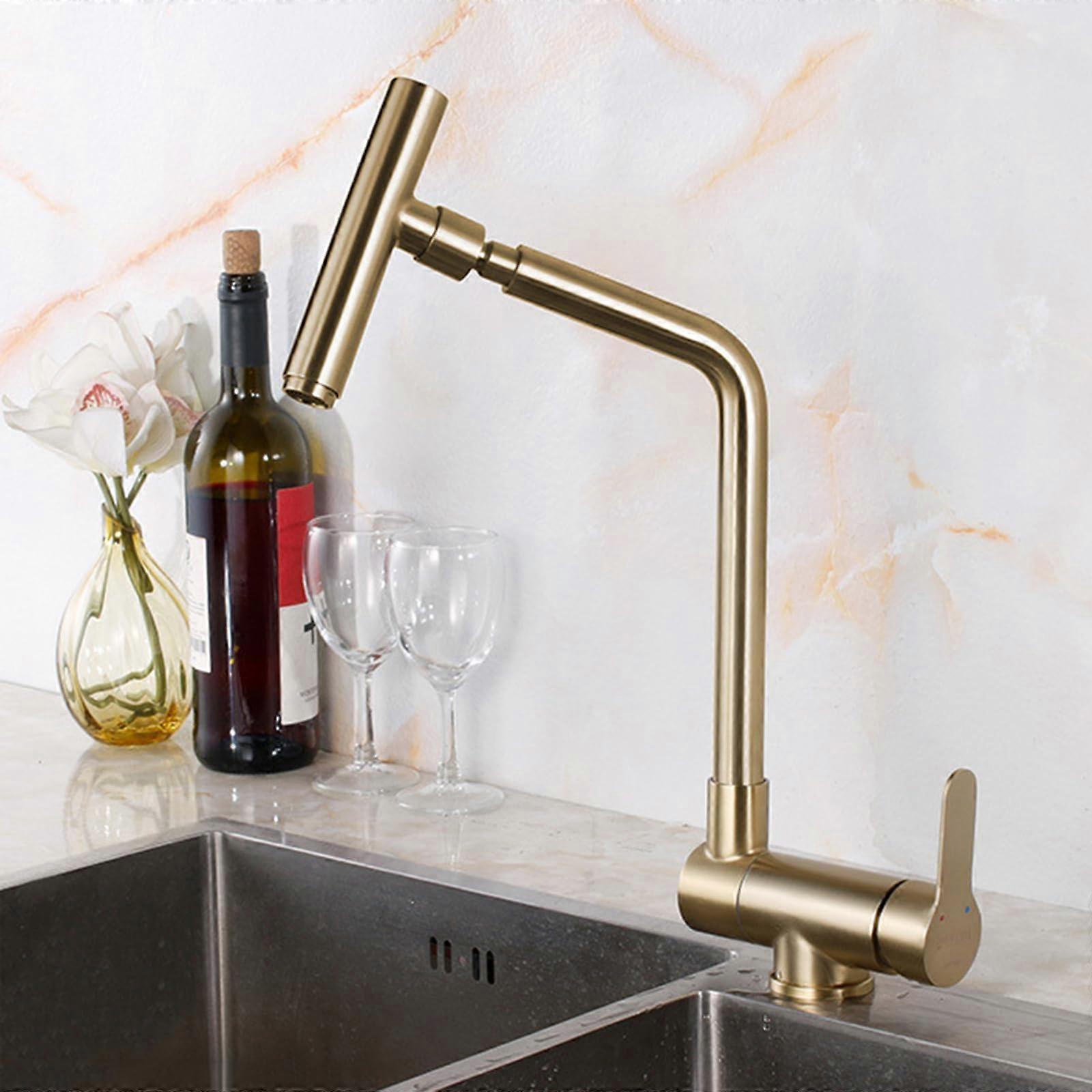 Foldable kitchen faucet, brushed gold, singlelever kitchen mixer taps for front windows, collapsible faucet, foldable faucet for RV sink
