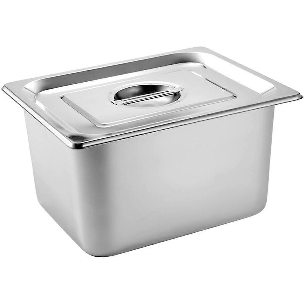Stainless Steel Buffet Tray with Lid for Home Use Silver Smooth Surface 19.5 x 12.5 x 3.5 Inches