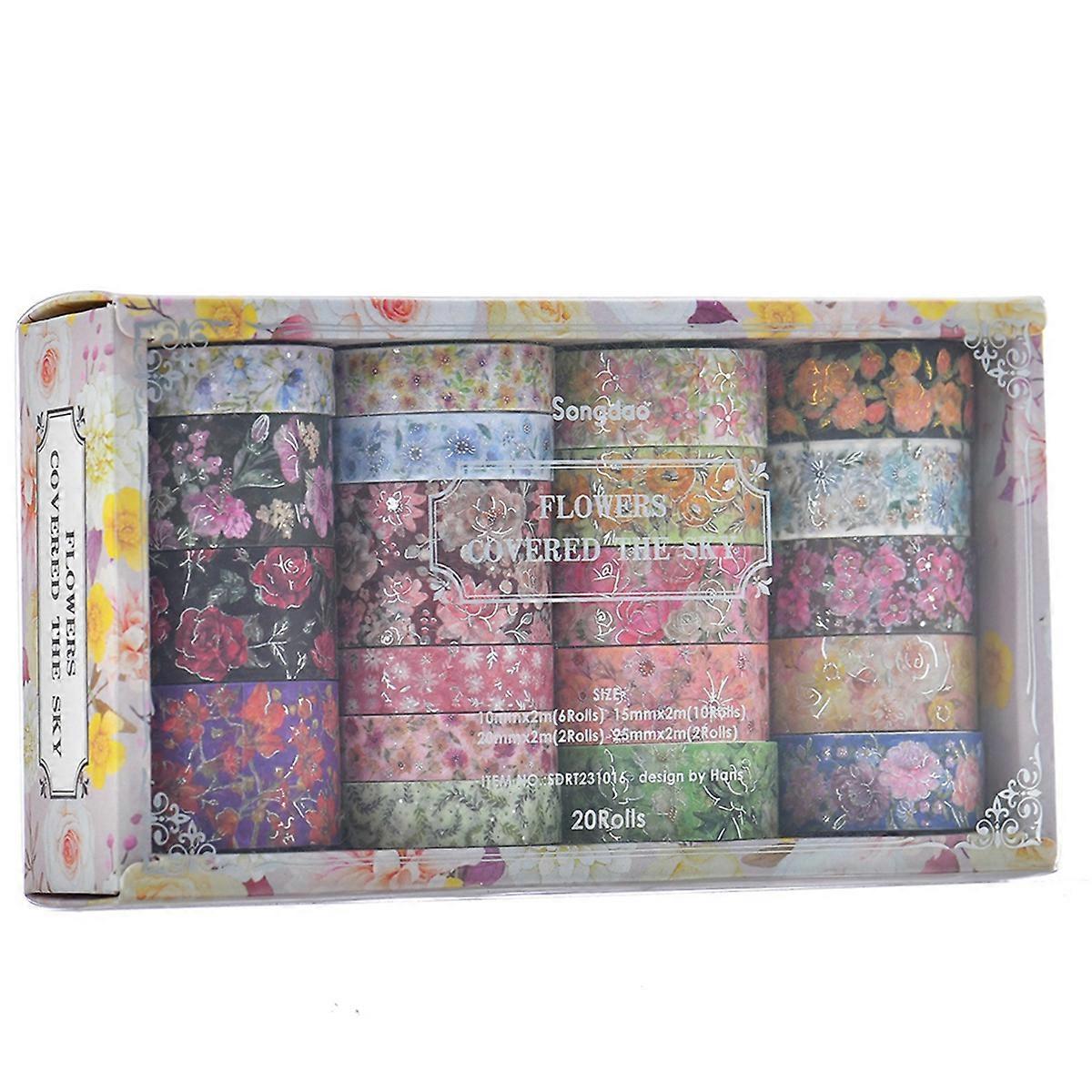 20 Rolls Washi Tapes Flowers Journaling Materials Masking Tape A