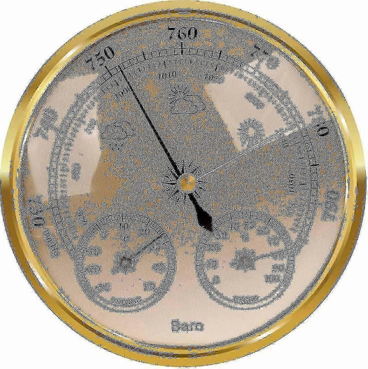 Outdoor Barometer Thermometer Hygrometer - 5in Barometer Weather Station, Barometer(gold)