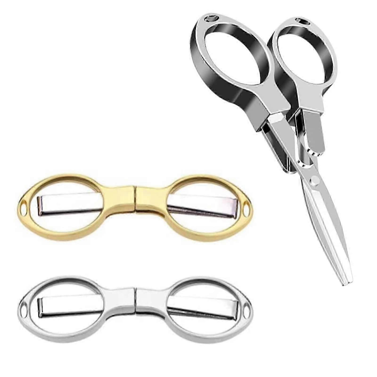 2Pcs Folding Scissors Stainless Steel Scissors Glasses-Shaped Mini Shear Safety Small Scissors Travel Scissors .SFYGV 2025
