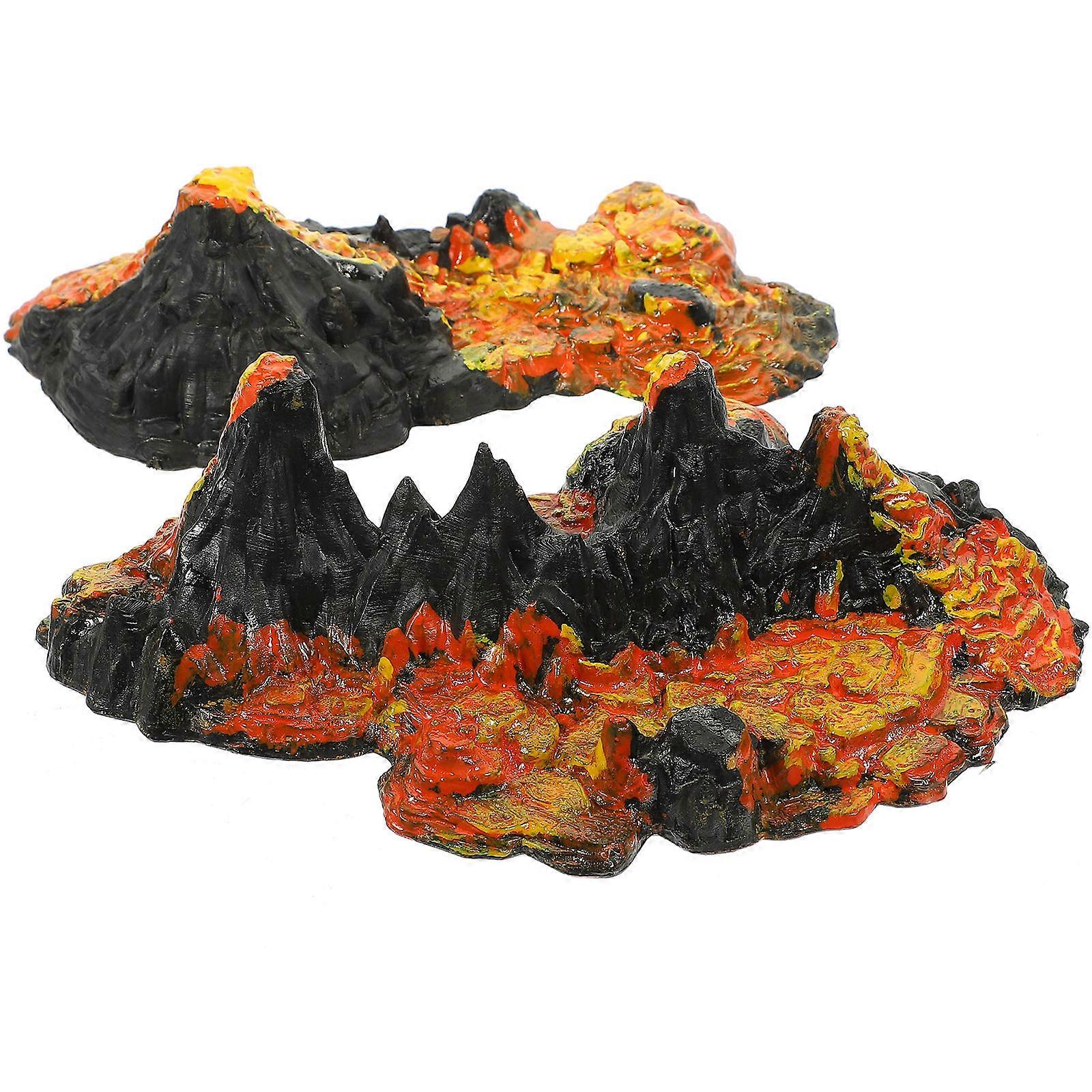 2pcs Volcano Model Set Realistic Simulation Volcano For Micro Landscape Decoration And Home Office Decor