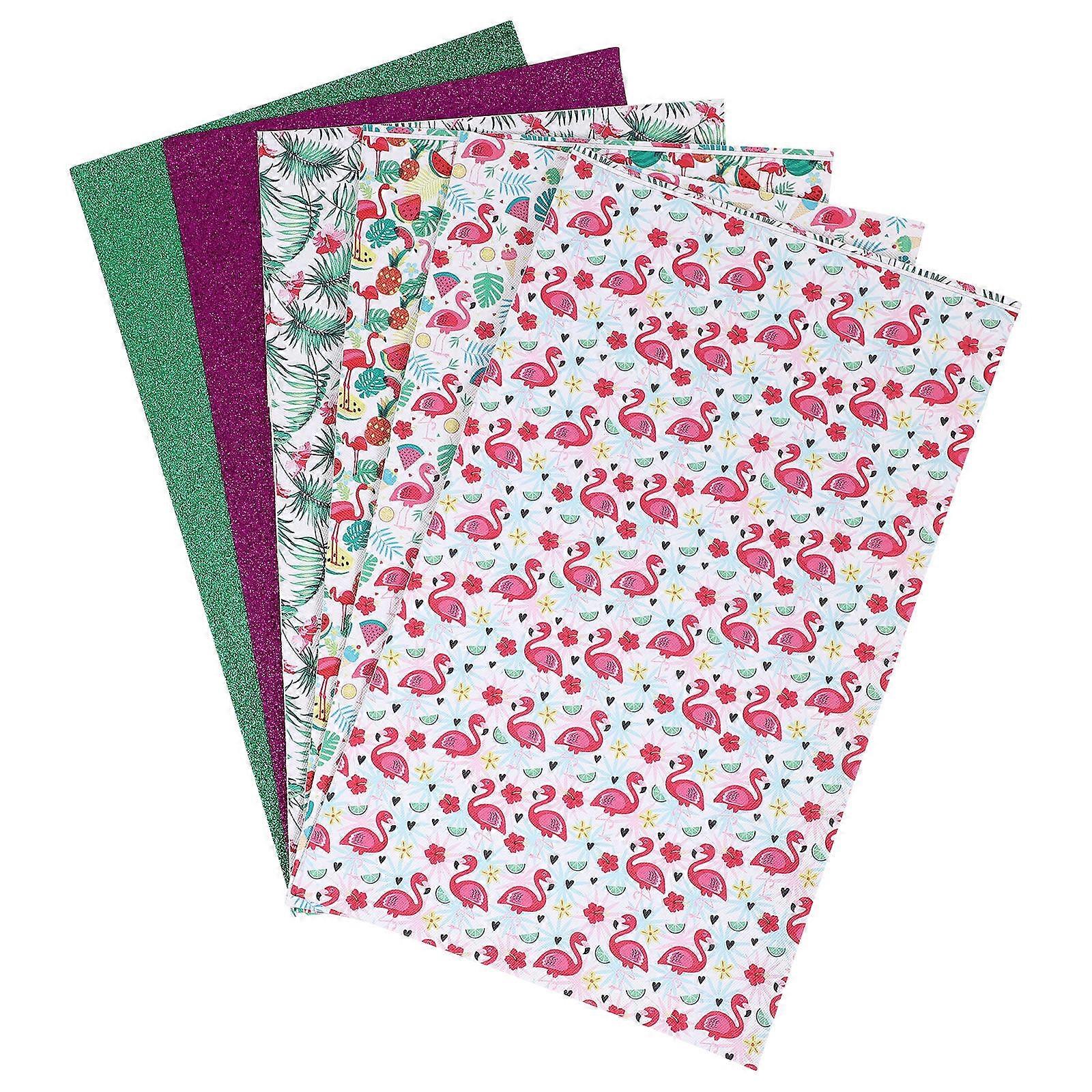 Faux 6Pcs with Flamingo Pattern Ideal for Girls and Women DIY Accessories Assorted Color