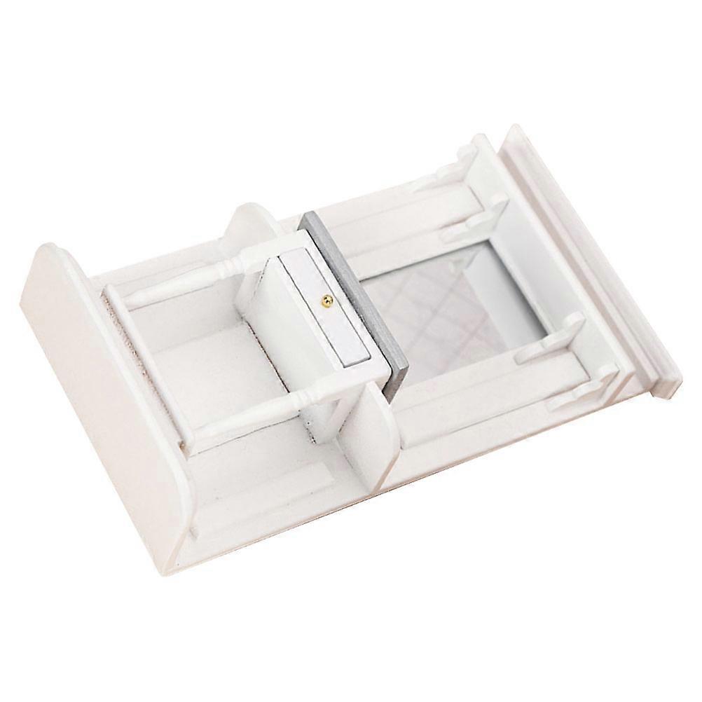 White Mini Dressing Table for Doll House Decoration Made of Synthetic Material Small Size