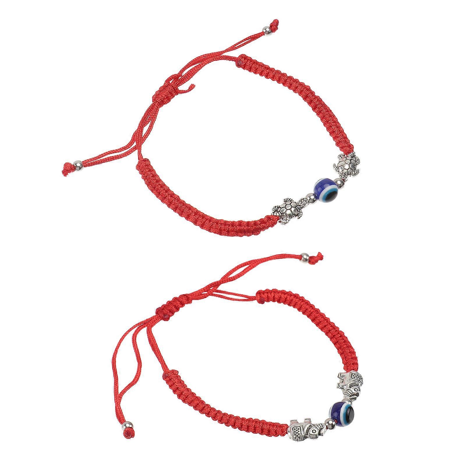 2pcs Delicate Knitting Bracelet Creative Knitting Wrist Chain for Couples (Red)
