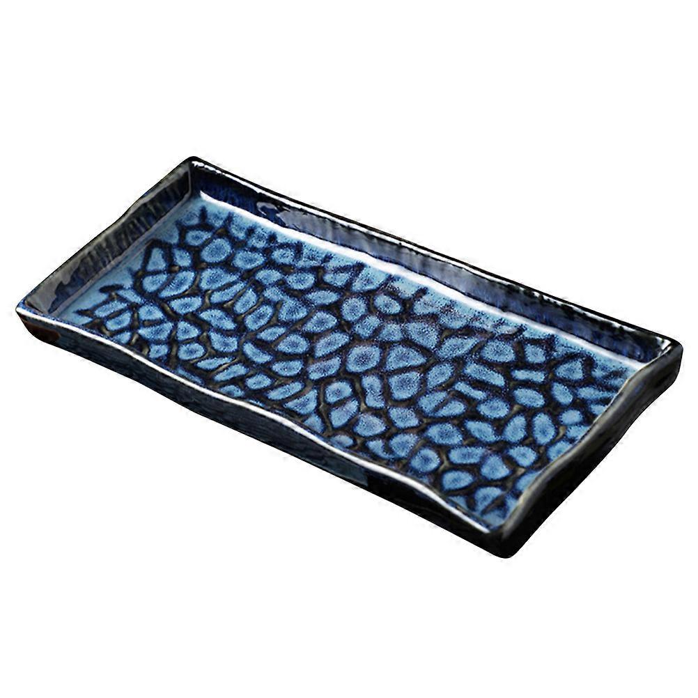 Embossed Ceramic Serving Tray   Rectangular Design for Sushi, Appetizers, Snacks, and Family Gatherings   Ideal for Home, Restaurant, and Hotel Use
