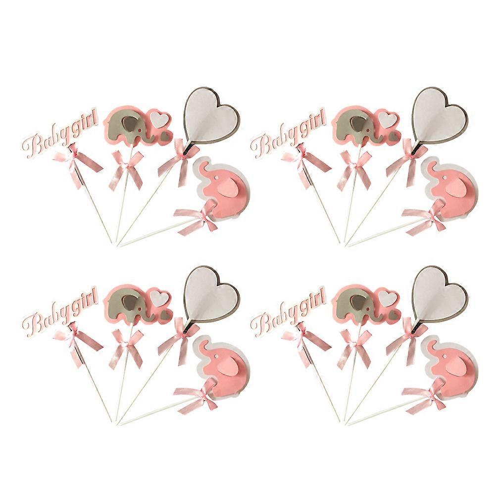 Pink Heart Elephant Cake Decoration Picks For Parties And Gatherings 4 Sets Ideal For Children
