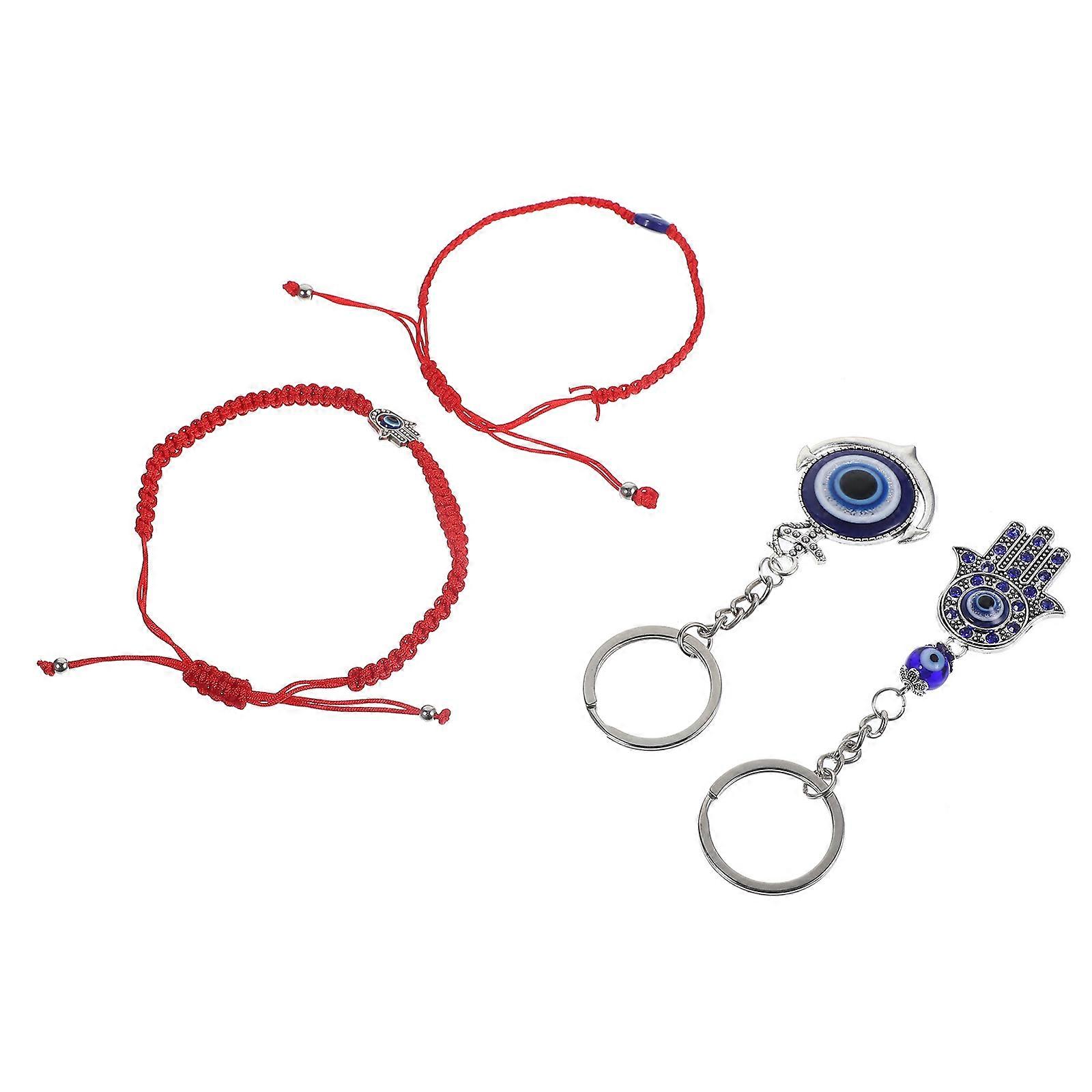 Evil Eye Keychains 4Pcs Stylish Accessory Set For Women Dates Assorted Color