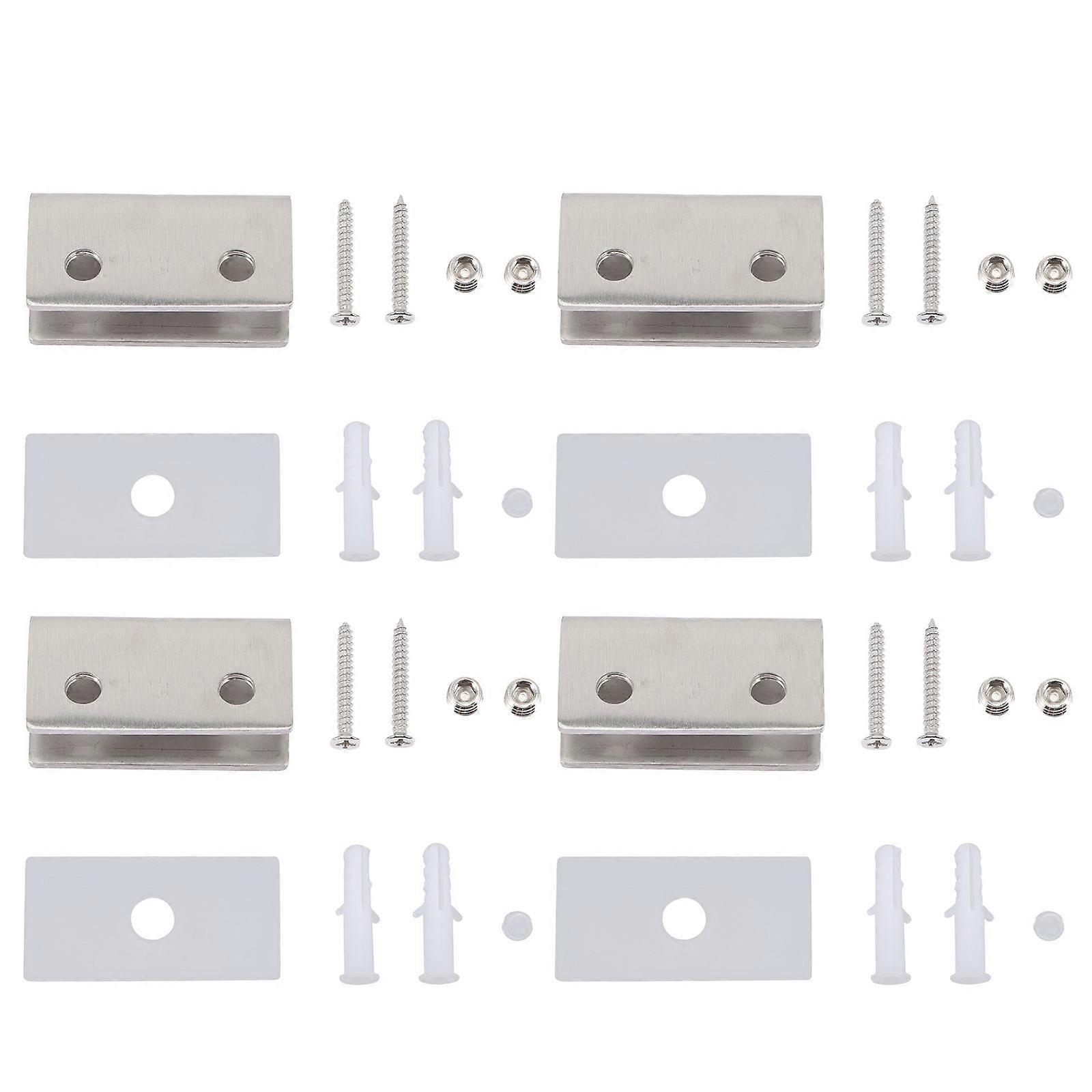 Stainless Steel Glass Clips For Fixing Glass Panels Perfect For Home Owners And Collectors Size 5.5x2.6cm Rust And Corrosion Resistance 4 Sets