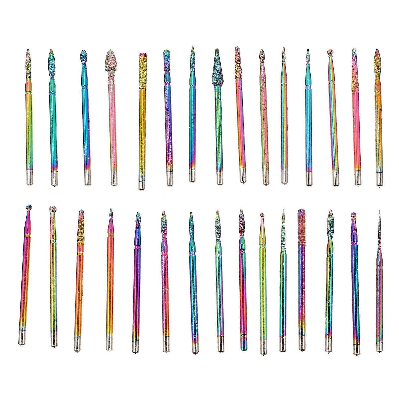 Nail Grinding Heads Manicure Drill Set For Home Manicure Assorted Color Grinding 30