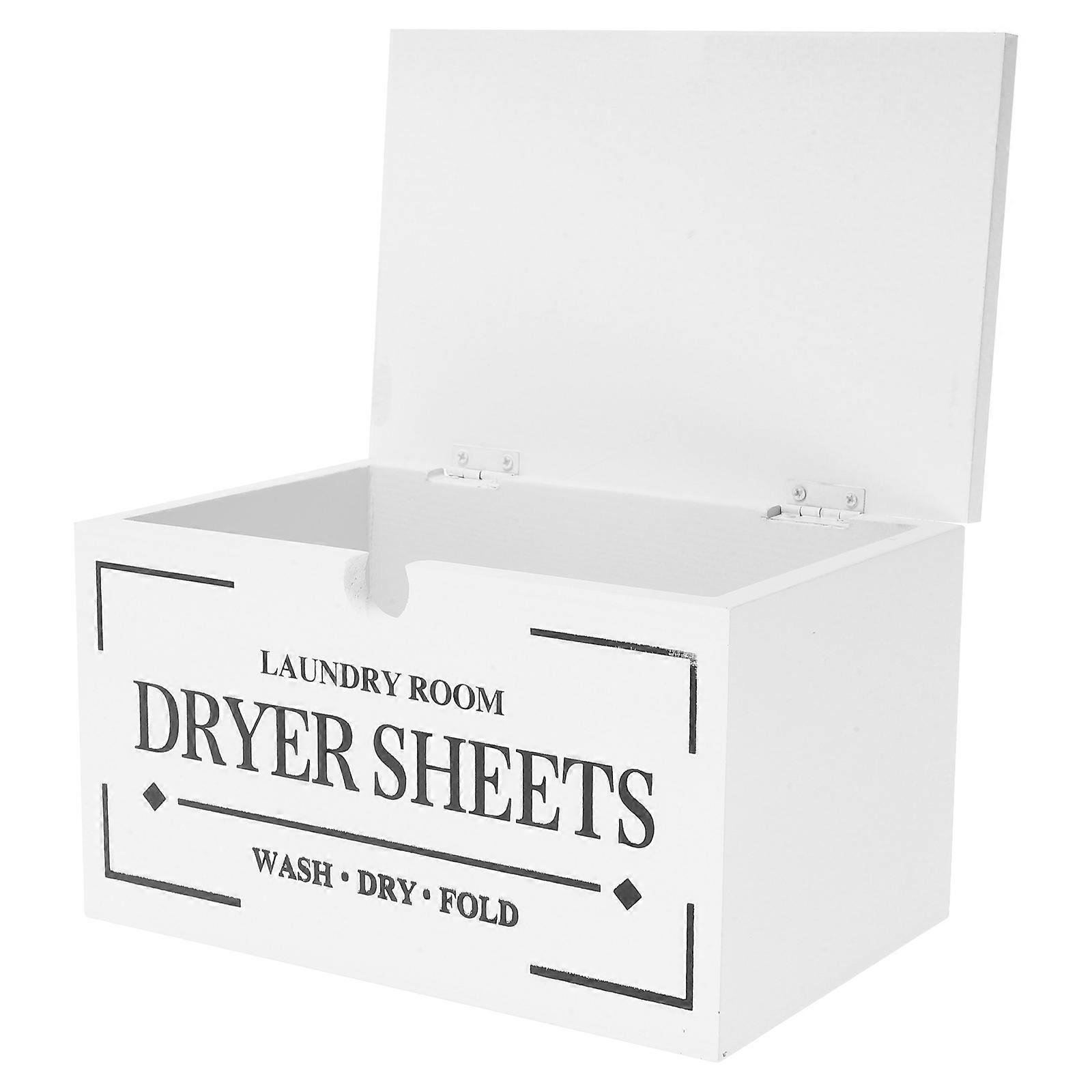 Wooden Laundry Dryer Sheets Holder with Dustproof Lid Elegant Fabric Sheets Container for Laundry Room Organization, Minimalist Storage Box for