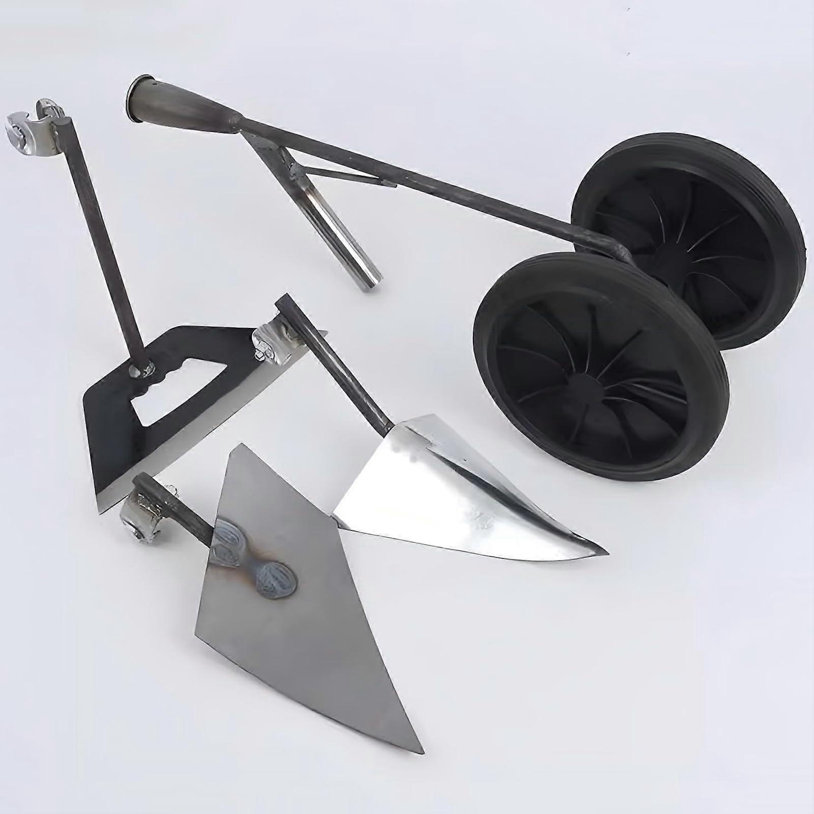 Weeding and Loosening Soil Tools, Multifunctional TwoWheel Push Hoe Plow, 3in1 Agricultural Tools for Digging, Weeding, Planting and Garden Tools